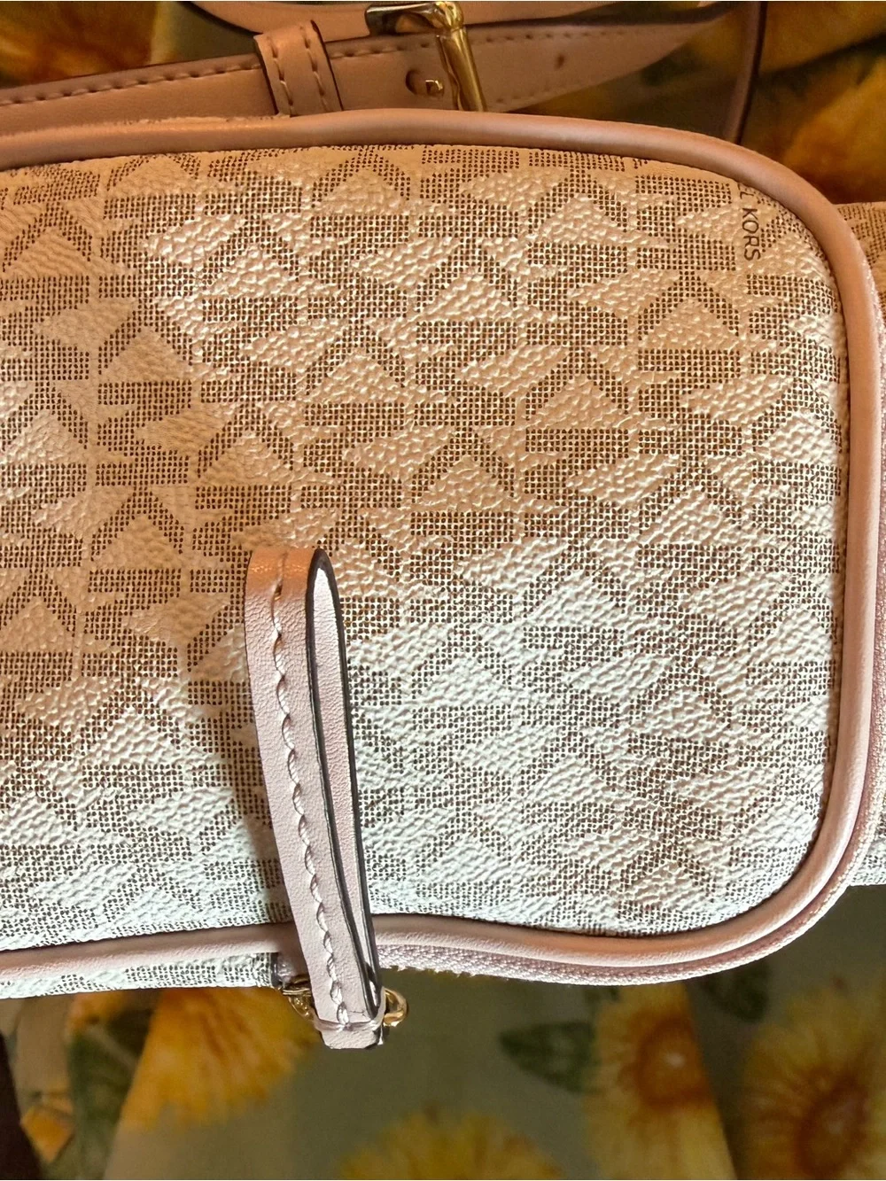 Michael Kors Light Pink MK Logo Backpack with Gold Chain Detail